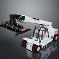 Industrial White Forklift With Large Wheels Cab And Mechanical Grab Arm