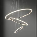 Contemporary Illuminated Chandelier With Multiple Circular Rings Hanging In Modern Space