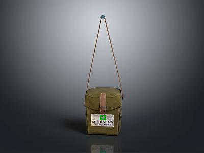 Green Crossbody Bag With Brown Strap For Everyday Use Featuring Wild Nature Label 3d model