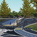Beautiful Park Landscape Design With Circular Elements Curved Paths And Green Trees