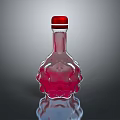 Medical Glass Bottle With Red Cap Transparent Body Red Liquid And Reflective Base