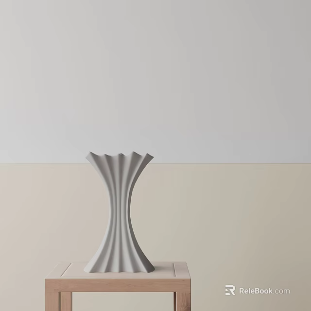White Curved Wave Design Table Lamp On Light Colored Tabletop With Light Wall Background 3d model