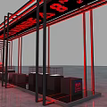 Modern Display Shelves With Red Frame Lighting Strips And Red Car Showcase 3d model