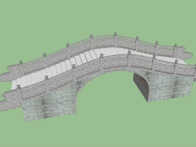 Traditional Stone Arch Bridge With Ornate Railings And Classic Architectural Design 3d model