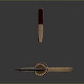 Traditional Sword With Red Scabbard Brown Hilt And Silver Blade On Gray Background With Reflection