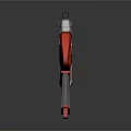 Futuristic Modern Weapon Pistol With White Red Grip And Sleek Frame Design