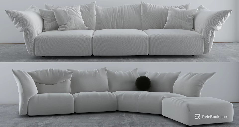 Modern Modular Sofa Set With Plush Fabric Cushions And L Shaped Design 3d model