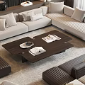 Modern Living Room With L Shaped Sofa And Wooden Coffee Table Set