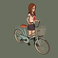 Three Stylish Girls Riding Bicycles With Different Outfits And Hats