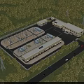 Modern Industrial Factory Building Complex With Transmission Towers And Green Surroundings