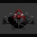 Red And Black Sci-fi Spaceship Model Featuring Complex Structure Details On Dark Reflective Background 3d model