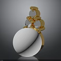 Elegant White Round Decorative Item With Gold Accents And Clear Crystals
