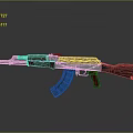 Classic AK Rifle Design With Wooden Stock Red Grip And Black Magazine
