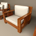 Modern Sofa Set With Wooden Frame White Cushions And Multiple Seating Options 3d model