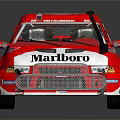 Red Marlboro Rally Car with Number 1 Logo and Racing Exterior Design