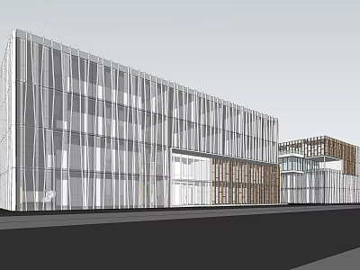 Modern Office Building Exterior With Glass Curtain Wall And Geometric Design 3d model