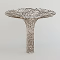 Wire Column with Intricate Intertwined Design and Umbrella Shaped Top in Minimalist White Background