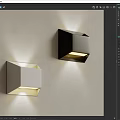 Modern Geometric Wall Lamps With Metal Finish Mounted On Beige Wall Illuminating