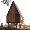 Scenic Stilted Forest Guesthouses With Triangular Roofs And Large Glass Windows