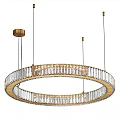 Modern Circular Crystal Chandelier With Gold Frame And Hanging Design Elements 3d model