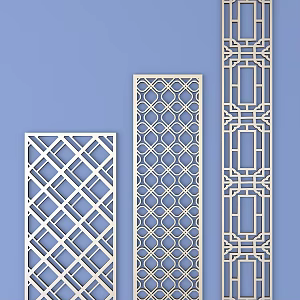 Chinese-style openwork window pane lattice openwork carved flower 3d model