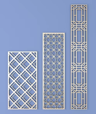 Chinese-style openwork window pane lattice openwork carved flower 3d model