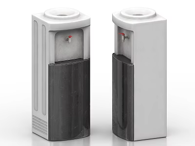 Two Standing White And Black Water Dispensers With Top Outlets And Indicator Lights 3d model