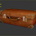 Vintage Brown Leather Suitcase With Brass Locks And Classic Design Details