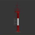 Red And White Lighthouse Model With Ladder Platform And Square Base 3d model