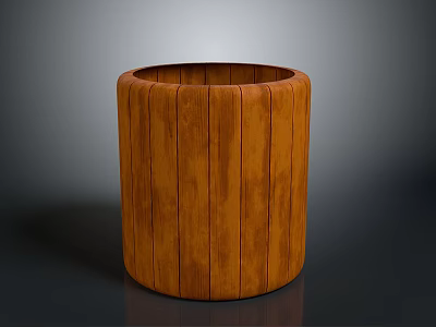 Wooden Cylindrical Architectural Decorative Element With Vertical Grooves For Building Exterior 3d model