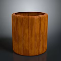 Wooden Cylindrical Architectural Decorative Element With Vertical Grooves For Building Exterior