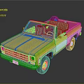 Yellow Convertible Pickup Truck with White Accents Brown Seats and Open Bed