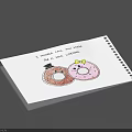 Decorative Spiral Notebook With Cute Doughnut Illustrations And Hat Bow Details