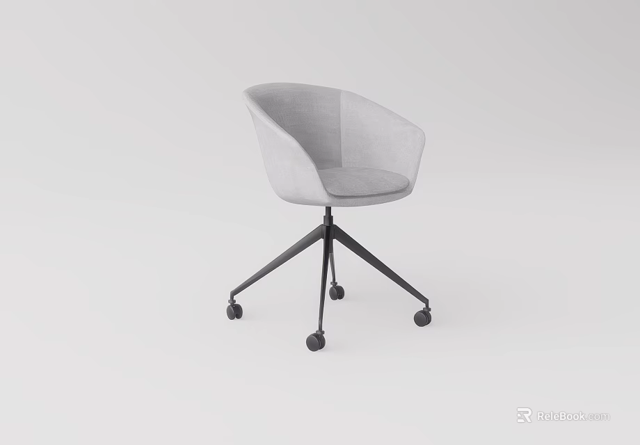 Light Gray Fabric Office Chair With Modern Design And Swivel Wheels 3d model 