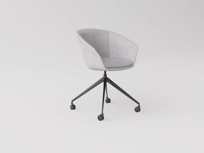 Light Gray Fabric Office Chair With Modern Design And Swivel Wheels 3d model