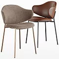 Modern Curved Backrest Stools Light Gray Velvet Gold Legs and Brown Leather Black Legs