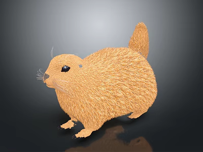 Fluffy Light Brown Marmot 3D Model Cute Digital Art Render with Dark Studio Background 3d model