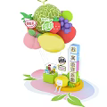 Fun Colorful Cartoon Fruit Balloon Display Stand For Promotion Activity 3d model