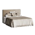 Elegant Modern Double Bed With Upholstered Headboard Soft Bedding And Decorative Pillows 3d model