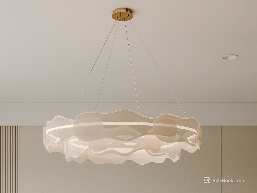 Modern White Wavy Layered Chandelier Pendant Lighting For Interior Ceiling Decor 3d model 