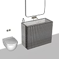 Modern Bathroom Sink with Textured Concrete Design Wall Mounted Toilet and Mirror