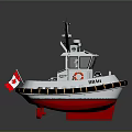 BRATT Rescue Vessel With Canadian Flag Red Cross Red White Hull And Wheelhouse