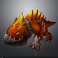 Red Orange Fiery Dragon With Spiked Flame Spines Glowing Eyes And White Claws