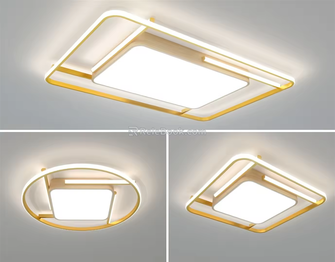 Light luxury ceiling lamp square three group ceiling lamp 3d model