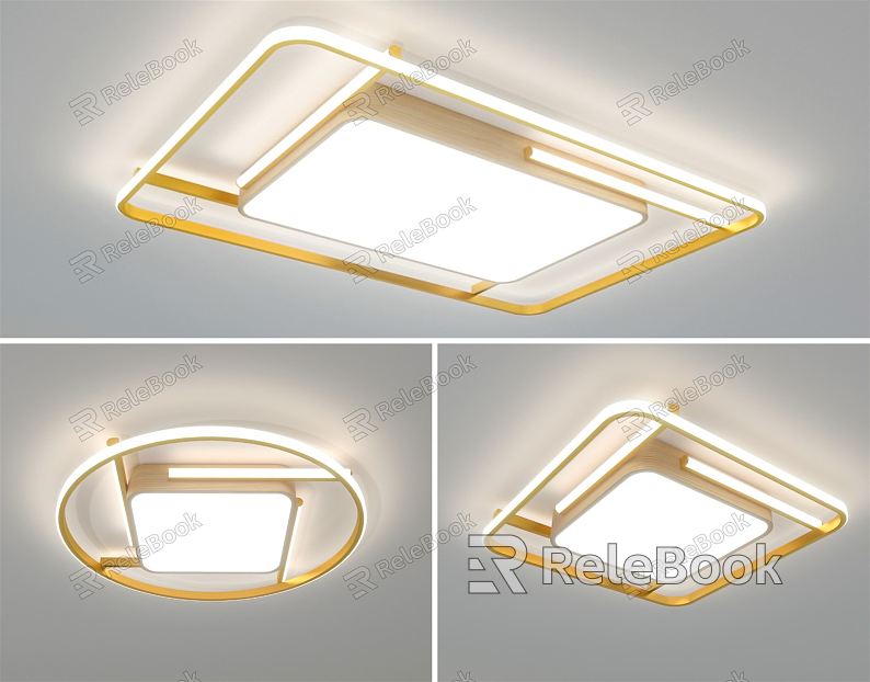 Light luxury ceiling lamp square three group ceiling lamp model