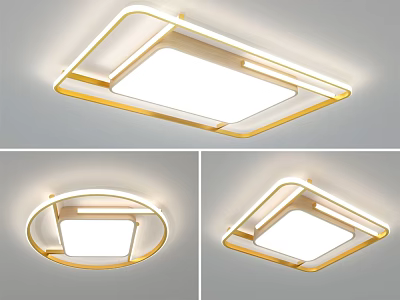 Ceiling Light With Modern Golden Frame Square And Round Design For Home Interior Decoration 3d model