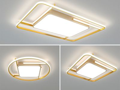 Light luxury ceiling lamp square three group ceiling lamp model