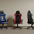 Modern Armchairs in Blue Red Black Colors with Wheels and Ergonomic Design