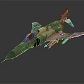 Realistic Camouflage Military Jet Model With Open Cockpit Weapons And Detailed Design