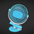 Small Blue Clip On Desk Fan With Stable Base And Portable Design For Home Use